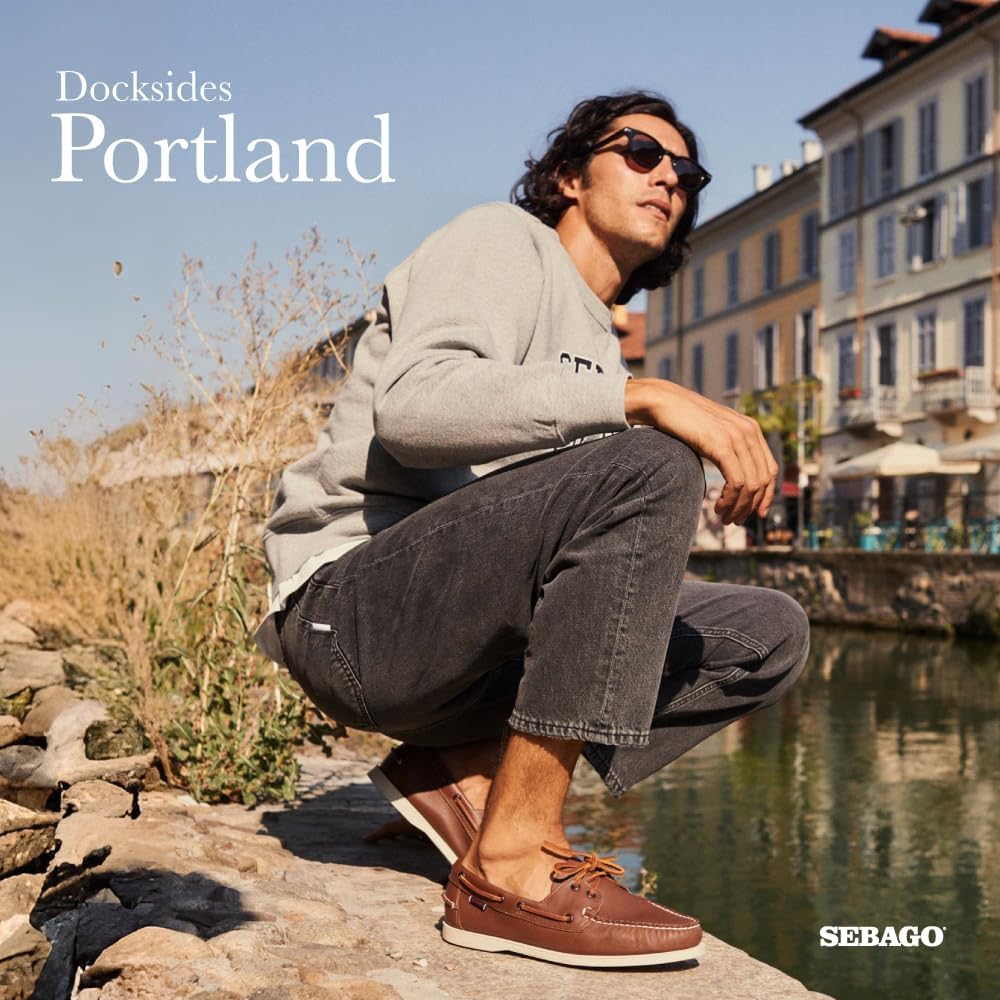 Мокасины Sebago Portland из натуральной кожи, сшитые вручную, с кожаной подкладкой и нескользящей резиновой подошвой, коричневый — фото 2