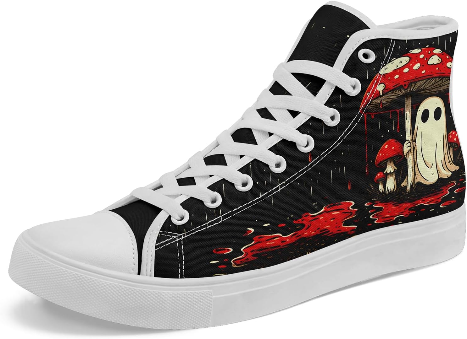 

Высокие кеды на холщовой основе AWSOLE «Грибной лес» для женщин и мужчин, винтажные готические стильные кроссовки с натуральным принтом, повседневная обувь, белый/черный/красный/бежевый