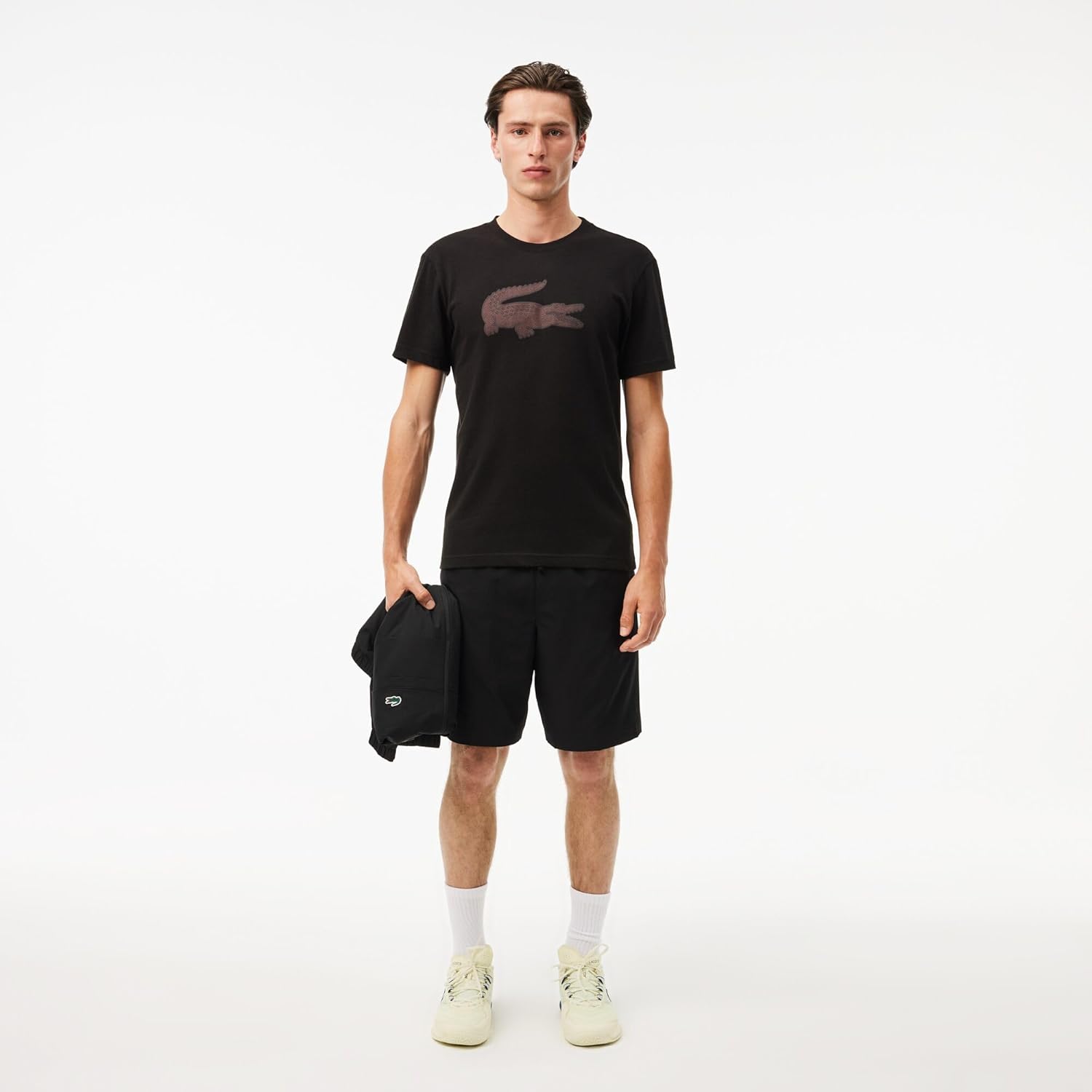 Футболка Lacoste Ultra Dry, мужская спортивная, черный/эспрессо — фото 4