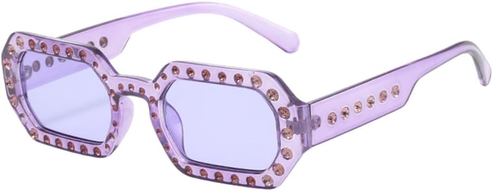 

Уникальные солнцезащитные очки в форме многоугольника и прямоугольника для женщин, винтажные, прозрачные, с бриллиантовой отделкой, идеально подходят для вечеринок, путешествий и повседневной носки TYUVIVO, Purple Purple