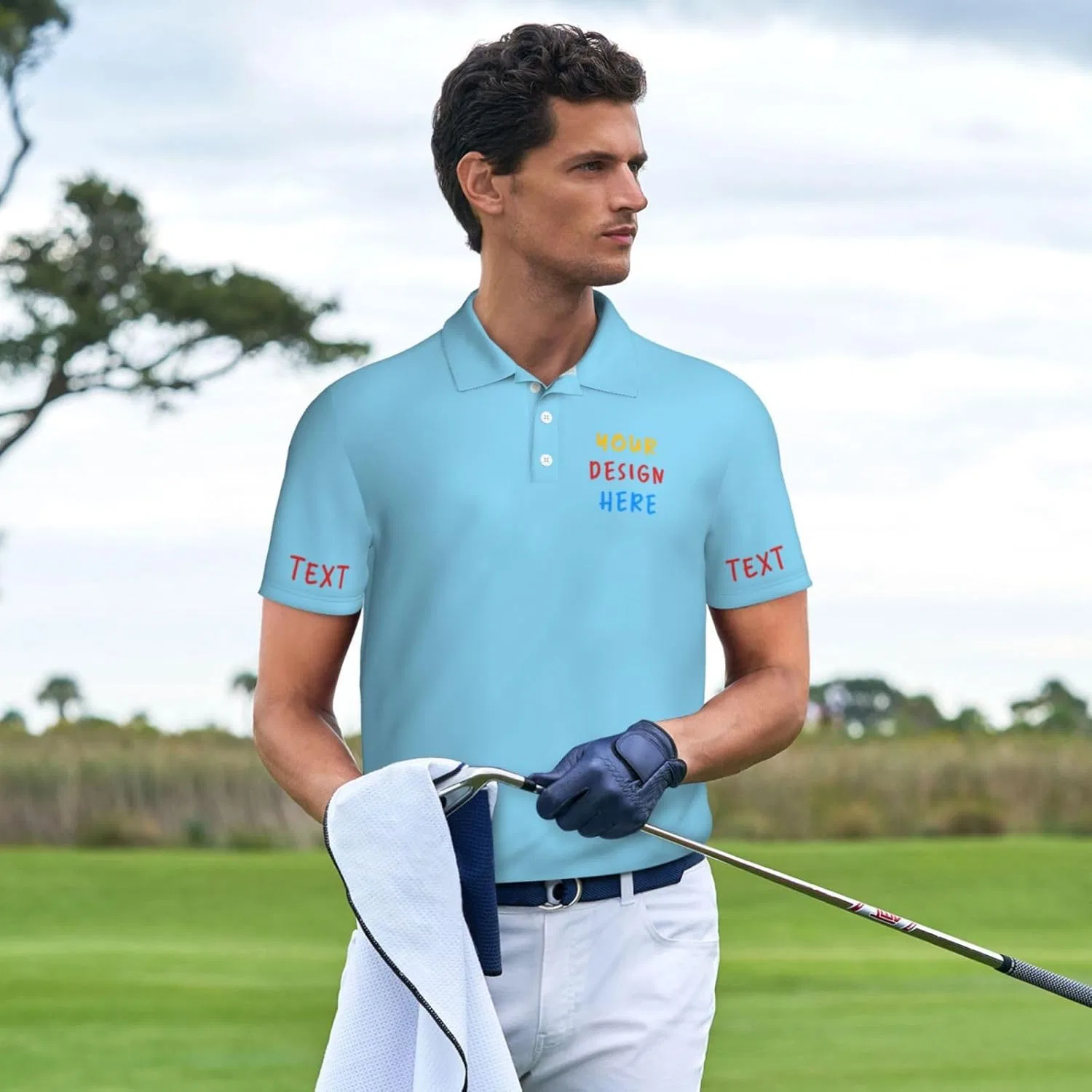 Поло для мужчин Funny Golf, Sky Blue — фото 3