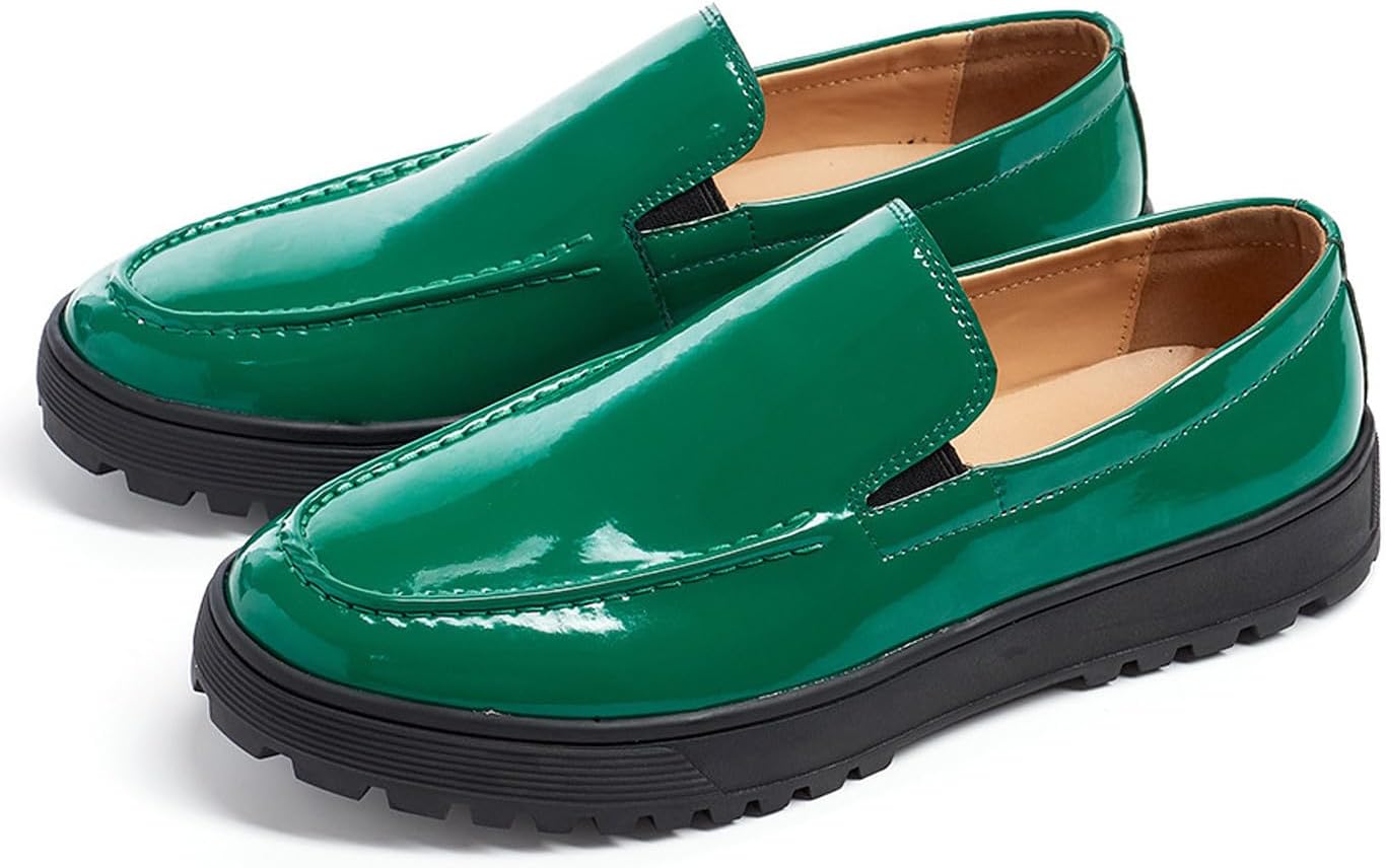 

Мужские пенни-лоферы Santimon Mens, зеленые туфли на выпускной и вечерние, с пряжкой, из лакированной кожи, свадебные и повседневные деловые мокасины, модные вечерние туфли под смокинг для мужчин