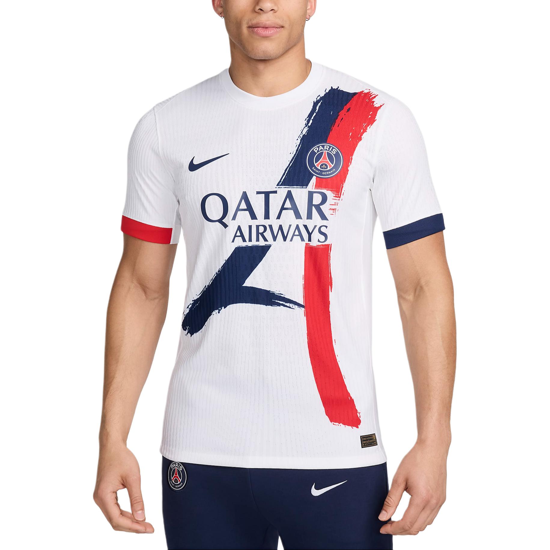 Футболка Paris Saint Germain 2024/25 Match Away мужская Dri FIT Adv Soccer Authentic Nike, белый/темно темно-синий/university красный