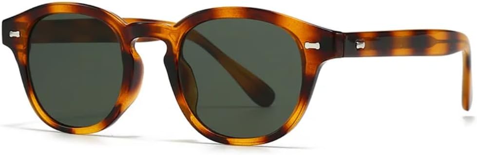 

Солнцезащитные очки с защитой UV400 | Круглые линзы в стиле панк с заклепками, разноцветные | Для женщин и мужчин, для занятий спортом на открытом воздухе и вождения DSVIGF, C5 Leopard Green