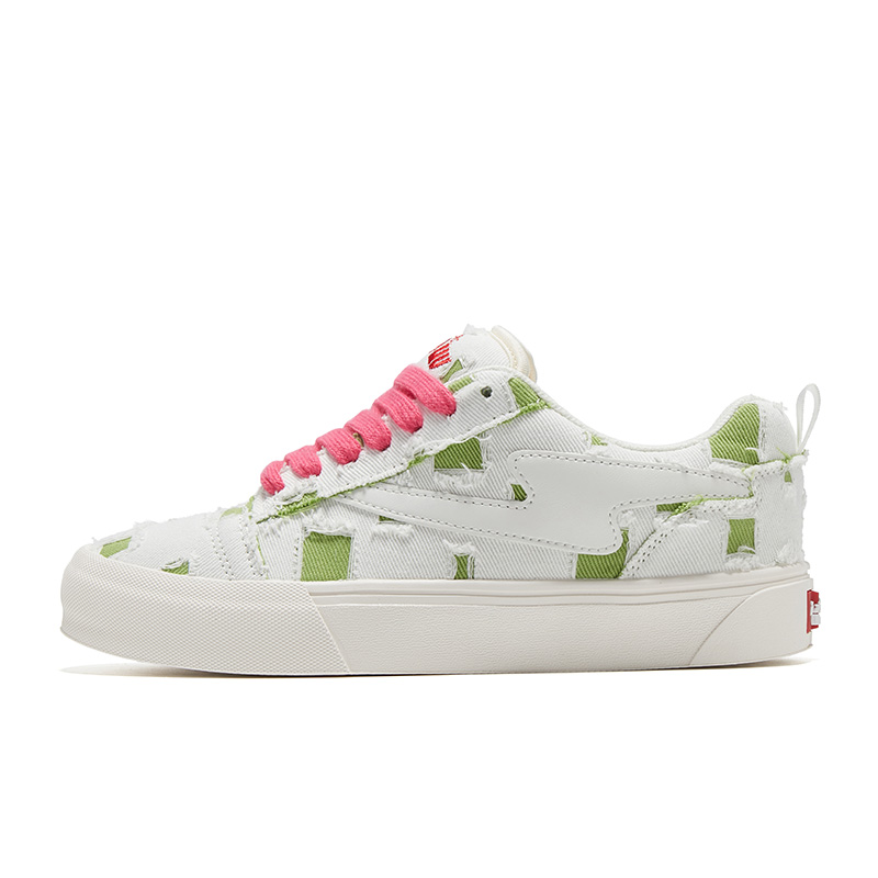 

TINMUU Низкие скейтерские кроссовки унисекс с шнурками цвета утренней росы и розово-красными, цвет Morning Dew Rose Red Shoelace