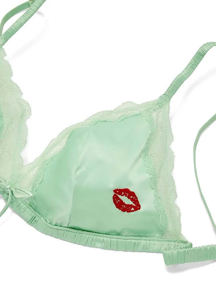 Дразнящий атласный поцелуй треугольный бюстгальтер Victoria'S Secret, Novelty Mint — фото 4