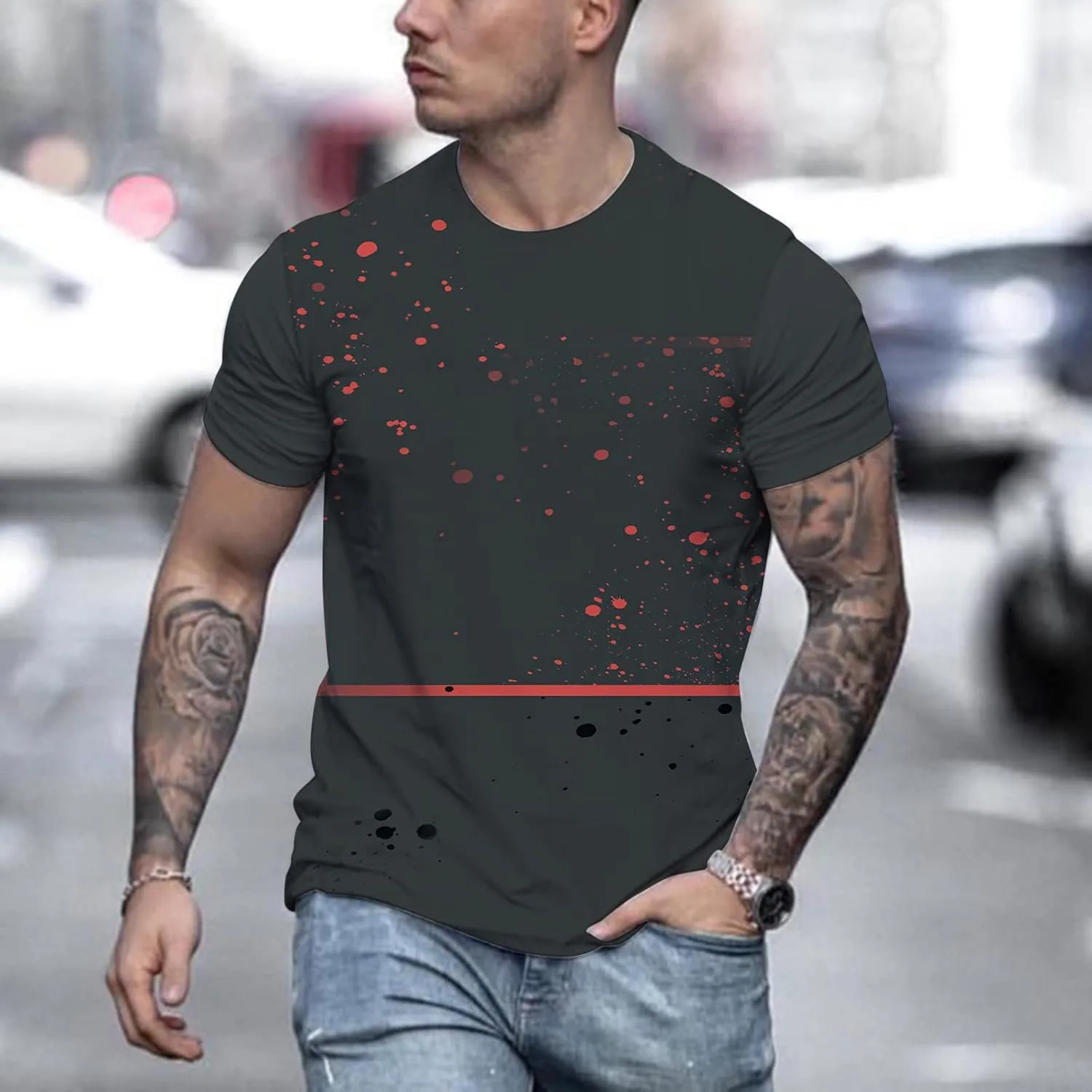 Мужская футболка с принтом, Crew Neck, короткий рукав — фото 2