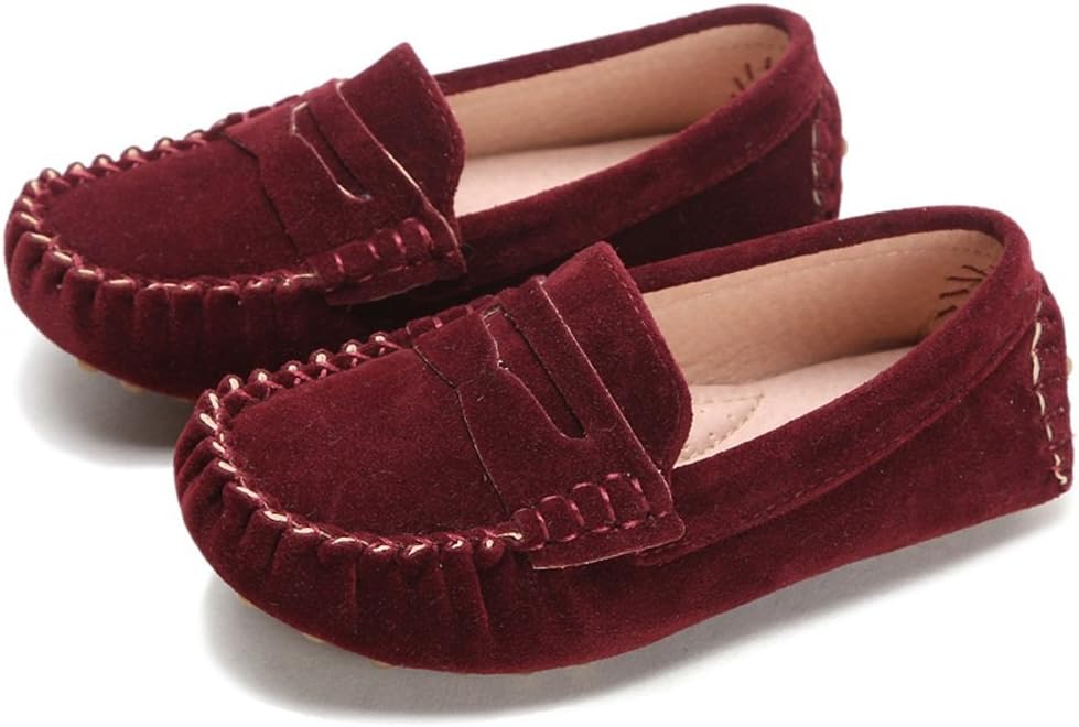 Детские мокасины Battle Men Penny Loafers с квадратным носком, прострочкой, из искусственной замши, красный — фото 2