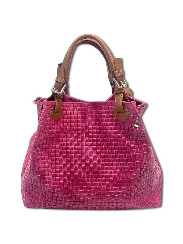 

Наплечная сумка Florence Handtasche, Umhängetasche Leder pink, braun ca. 31cm