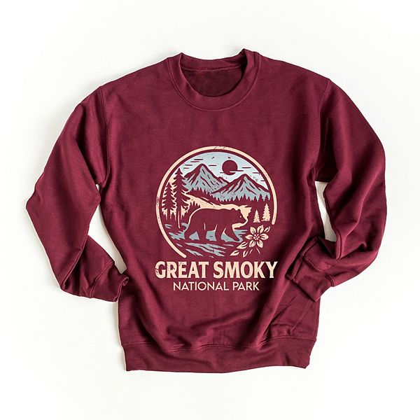 

Графический свитшот с двухцветным кругом Great Smoky National Park Simply Sage Market, Maroon