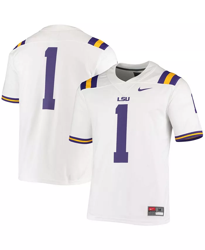 

Мужская реплика игровой футболки #1LSU Tigers Football Nike, белый