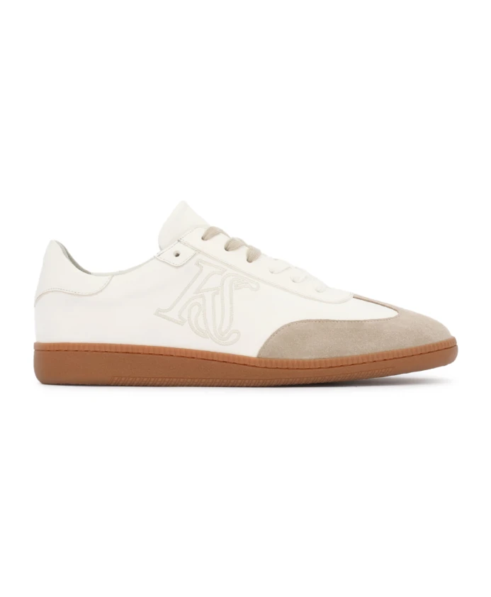 

Мужские кроссовки из белой кожи и бежевой замши. Kazar Studio, белый