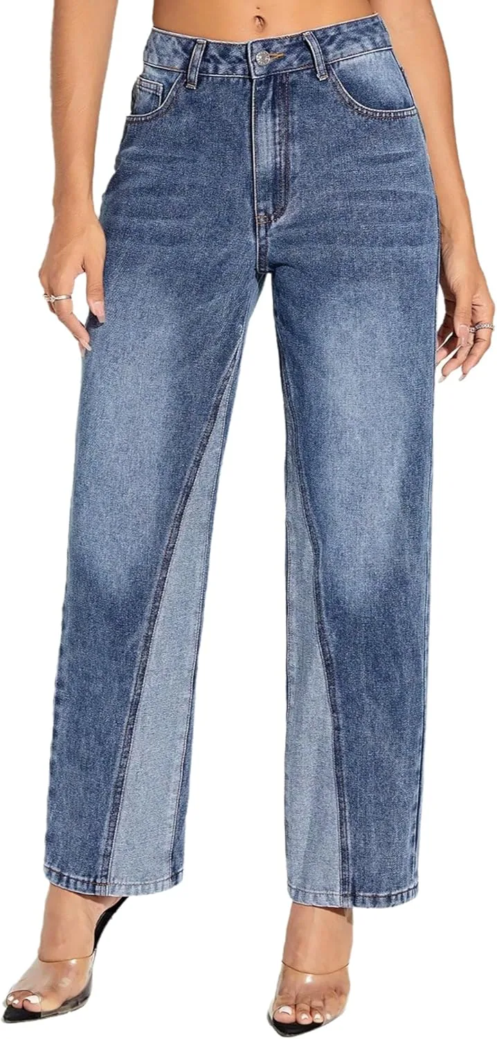 

Женские джинсы в стиле бойфренд с пачворком, прямые, свободные TACSTRUN