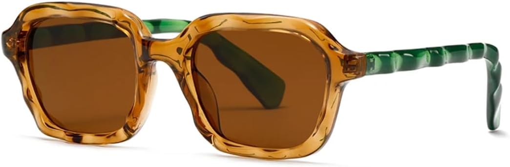 

Ретро-модные панк-солнцезащитные очки прямоугольной формы для женщин и мужчин, классические винтажные, с защитой от УФ-излучения UV400, для использования на открытом воздухе VFDHN, Brown Brown