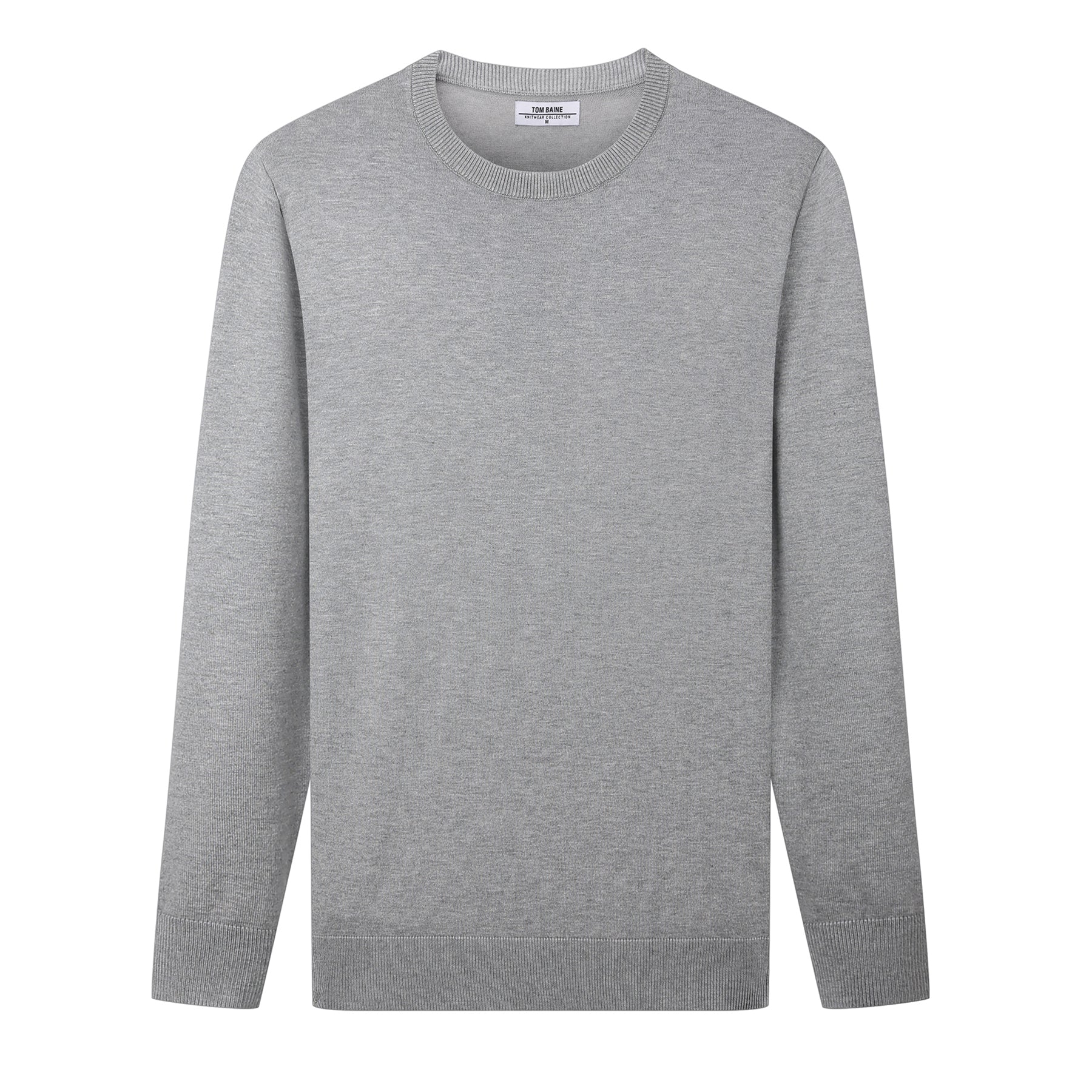 

Мужской свитер Tom Baine Cashmere Feel Slim Fit с круглым вырезом, светло-серый