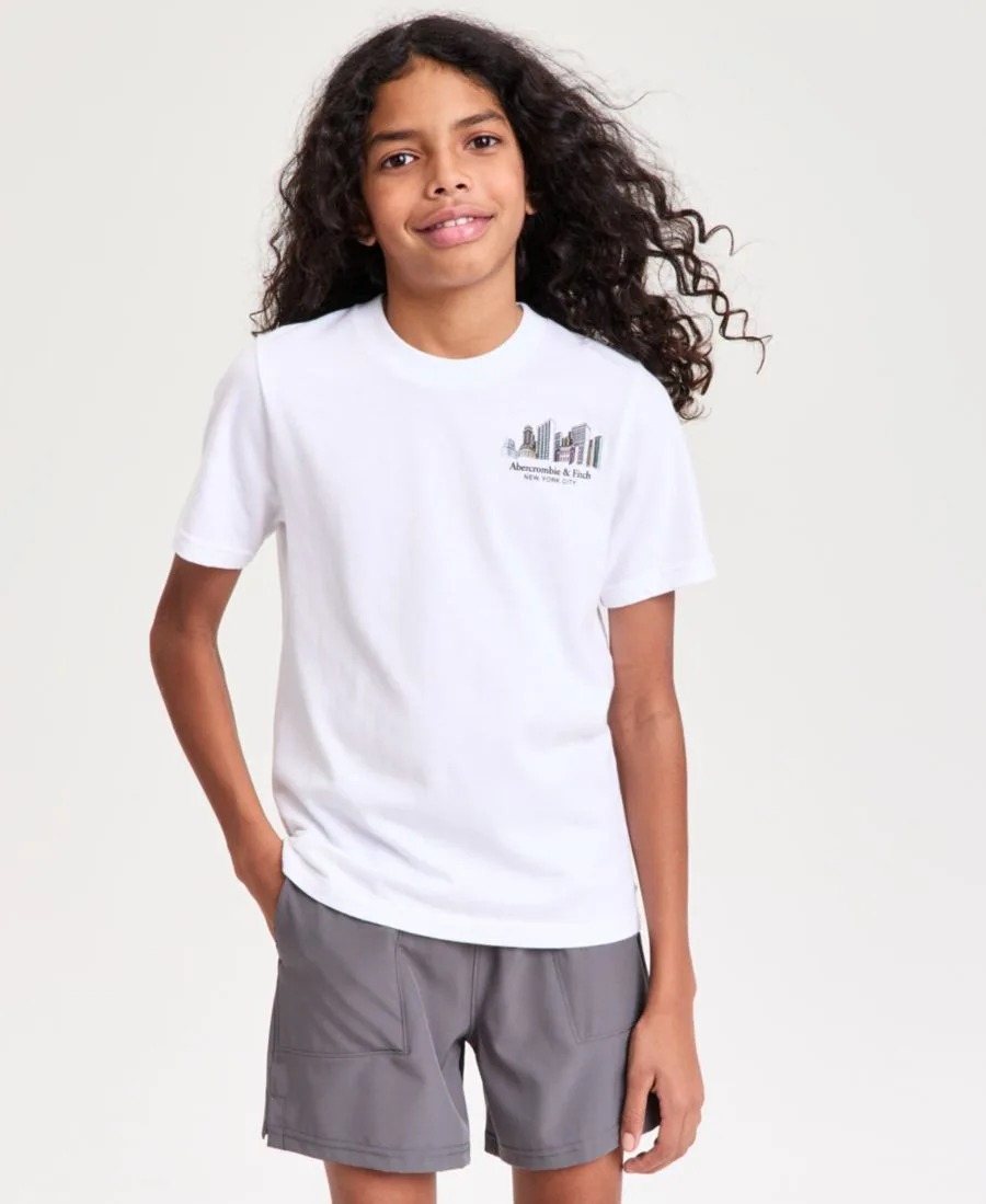 Детская футболка с рисунком Нью-Йорка Abercrombie kids, bright белый
