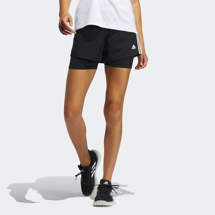 Шорты (WMNS) adidas Pacer 3s 2 In 1 Training Sports Shorts Black GL7686 — фото 3