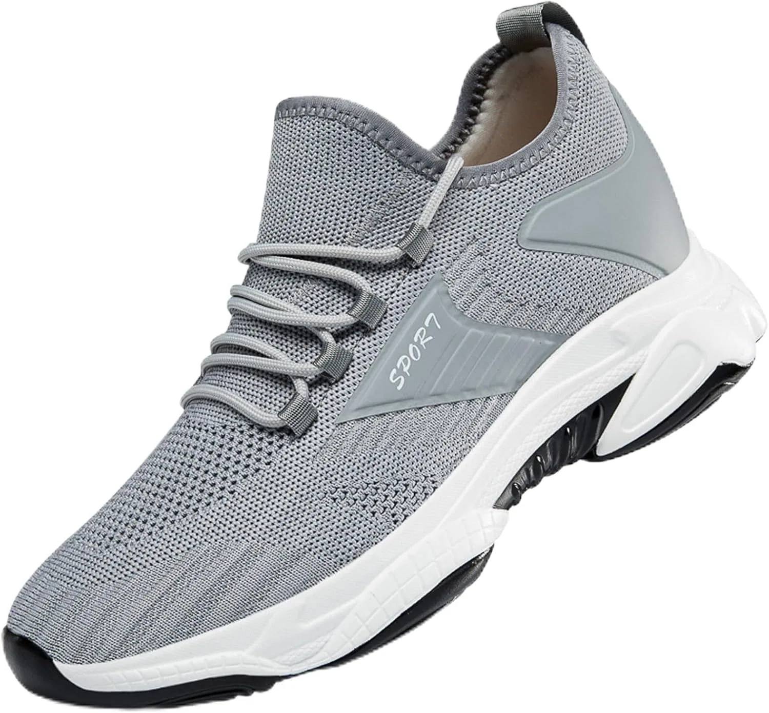 Generisch 2026-Кроссовки mit größerer Größe, modische, einfarbige, atmungsaktive Mesh-Laufschuhe, lässig, leicht, sportlich, Grau