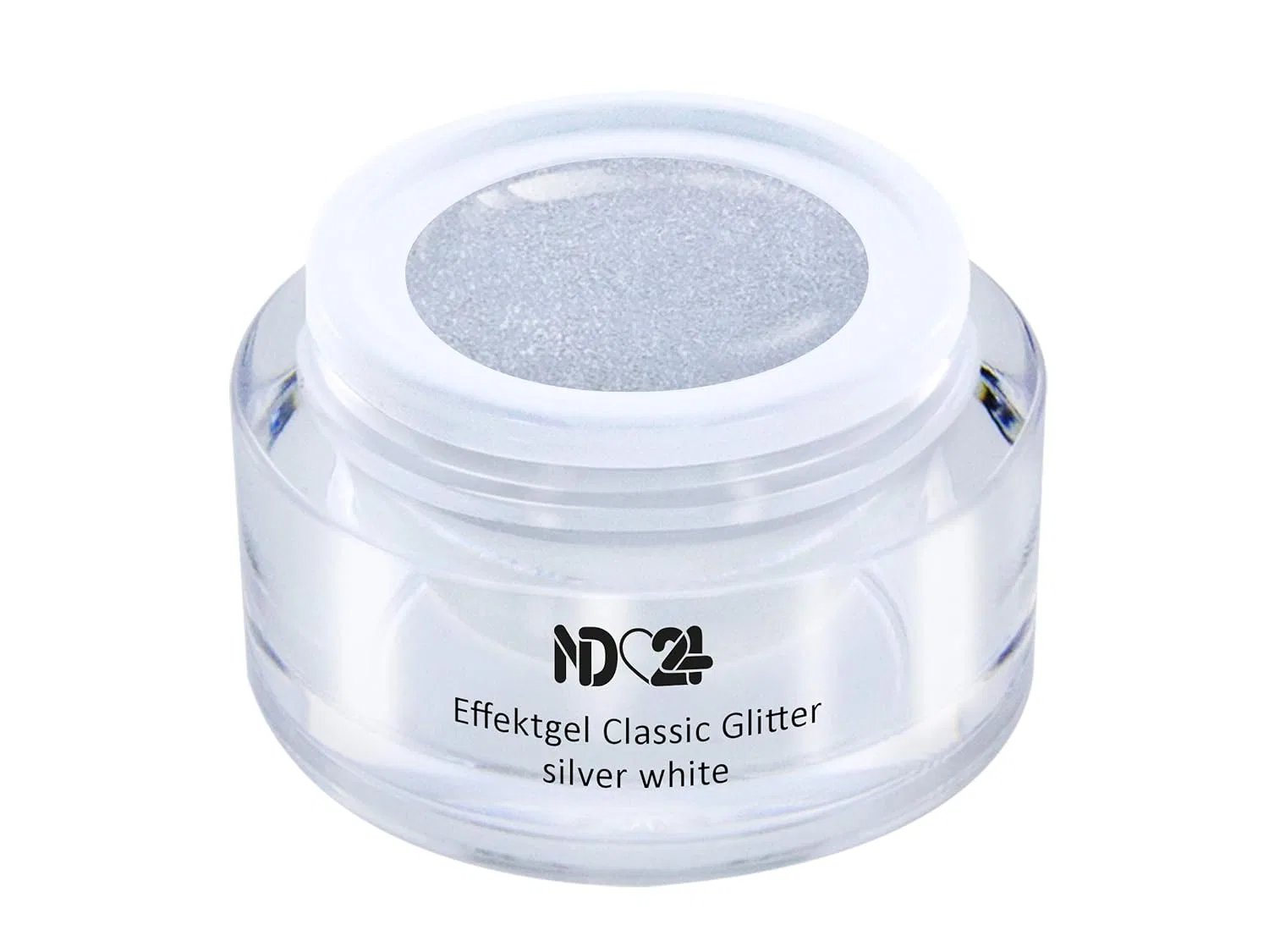 UV LED гель для ногтей «Classic Glitter Silver White» 5 мл Nd24 Naildesign