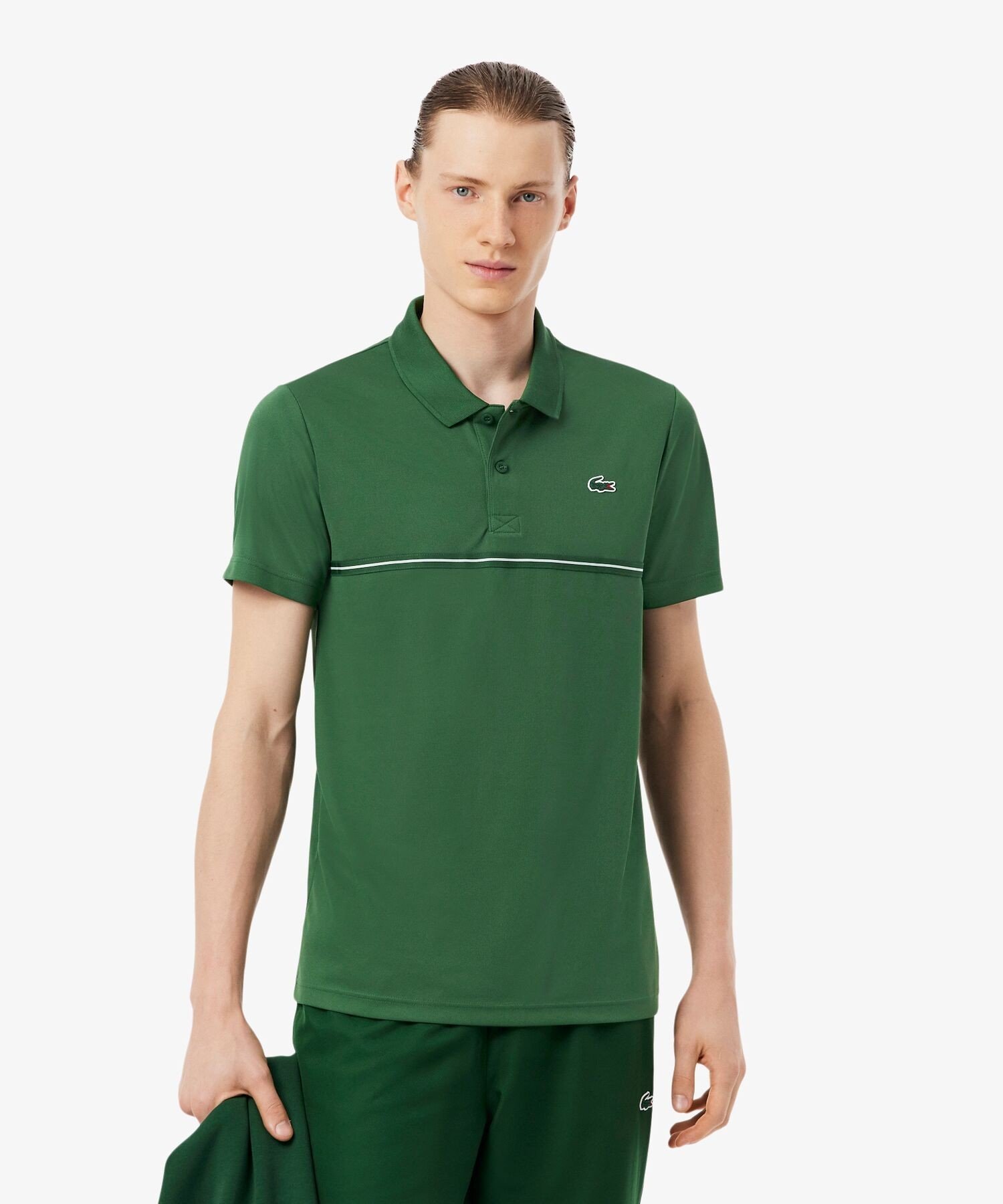 Поло-рубашка LACOSTE с принтом на спинке, зеленая
