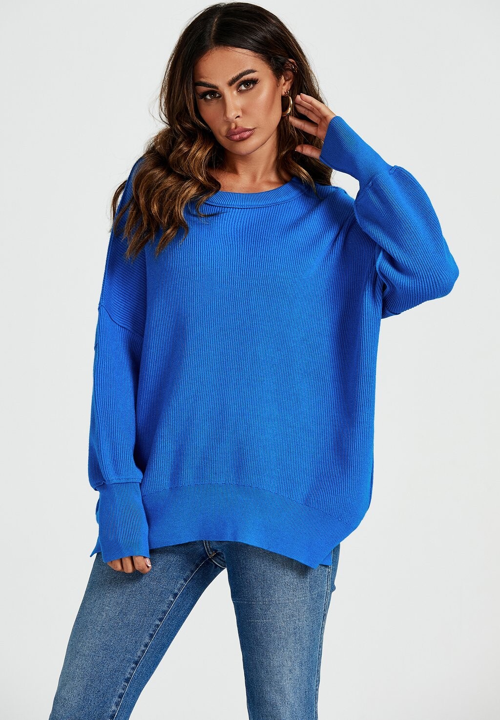 

Вязаный свитер SLOUCHY EXPOSED SEAM DETAILING NECK FS Collection, цвет blue