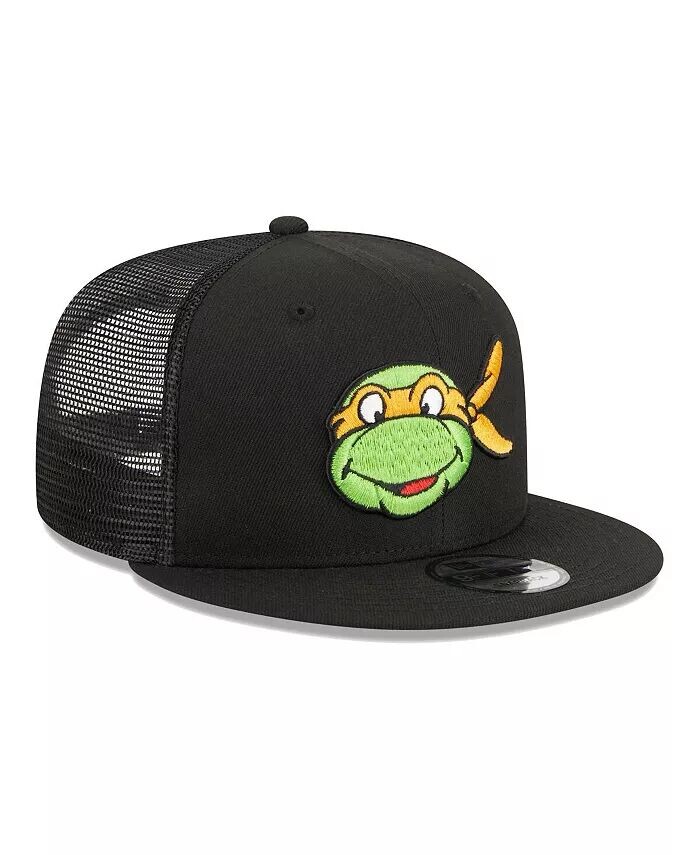 

Мужская черная кепка с черепашками-ниндзя Happy Michelangelo Trucker 9FIFTY Snapback New Era, черный