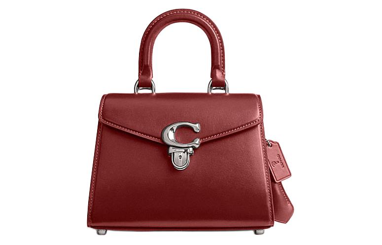 

COACH Сумка через плечо из телячьей кожи малая женская бордовая