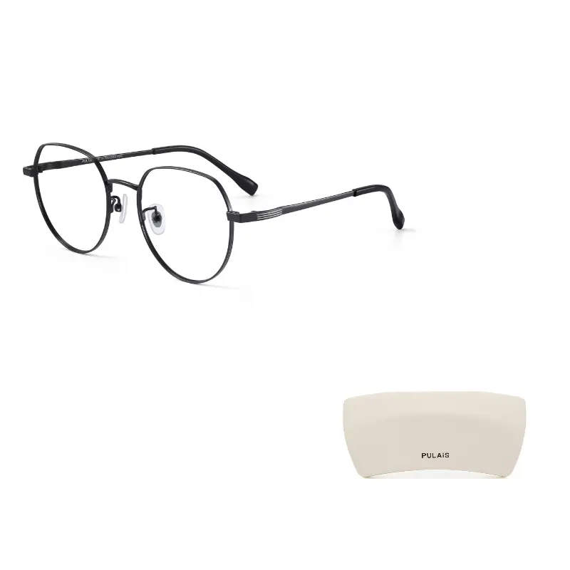 

PULAIS Титановая оправа для очков асимметричной формы унисекс, PT11114-C01 Light Black