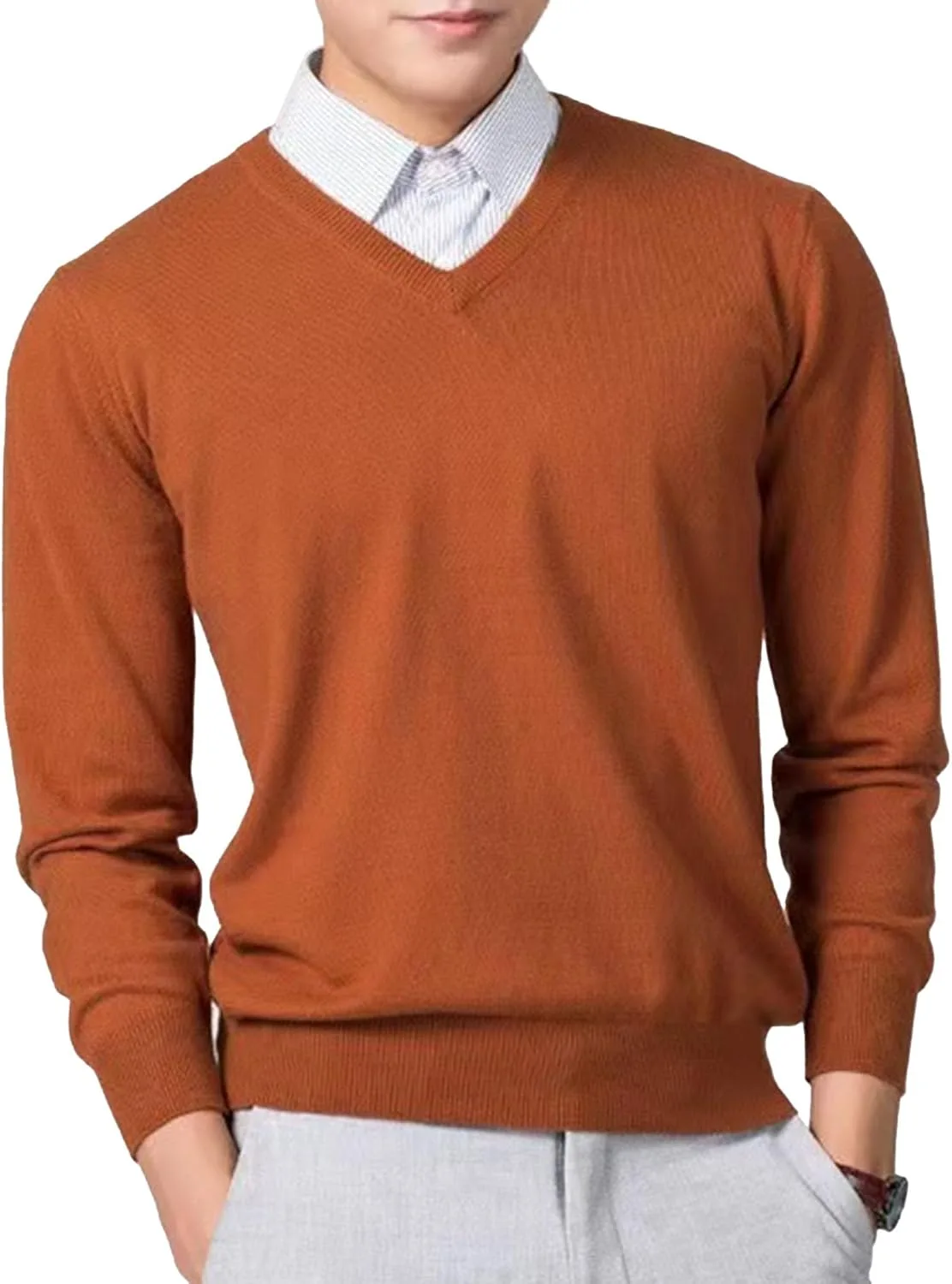 

Мужской свитер V-образным вырезом Slim Fit