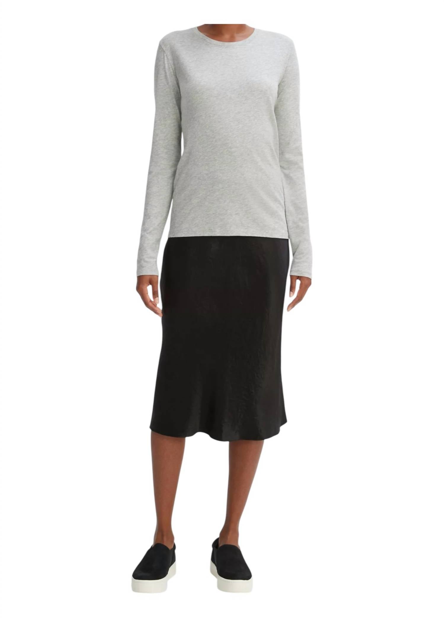 

Футболка Essential с длинными рукавами и круглым вырезом цвета «меланжевый серый» Vince, Heather Grey, Серый, Футболка Essential с длинными рукавами и круглым вырезом цвета «меланжевый серый» Vince, Heather Grey