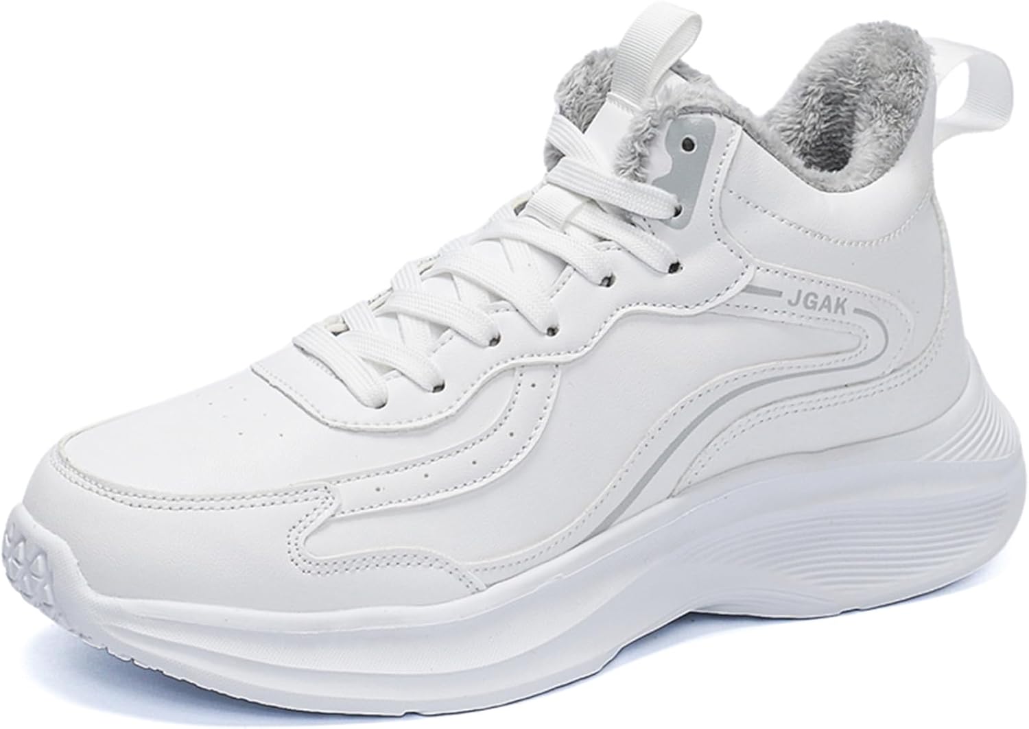 

Зимние мужские теплые кроссовки с плюшевой подкладкой, нескользящей и износостойкой подошвой, спортивная обувь для мужчин Generic, белый