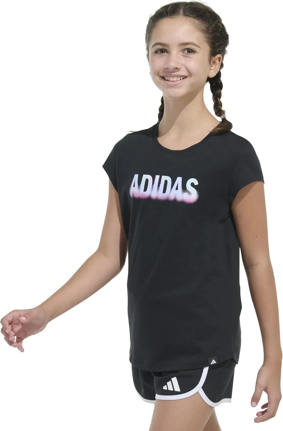 Футболка для девочек adidas, черный/мульти — фото 4