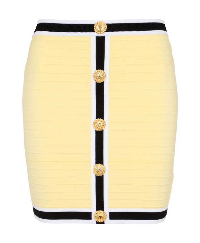 

Короткая трикотажная юбка на пуговицах Balmain, желтый