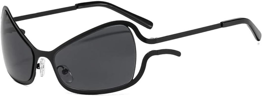 

Роскошные солнцезащитные очки в стиле киберпанк с металлической оправой для женщин, модные, для мужчин, популярные, с защитой от УФ-излучения UV400 TVTBBVV, Black Gray