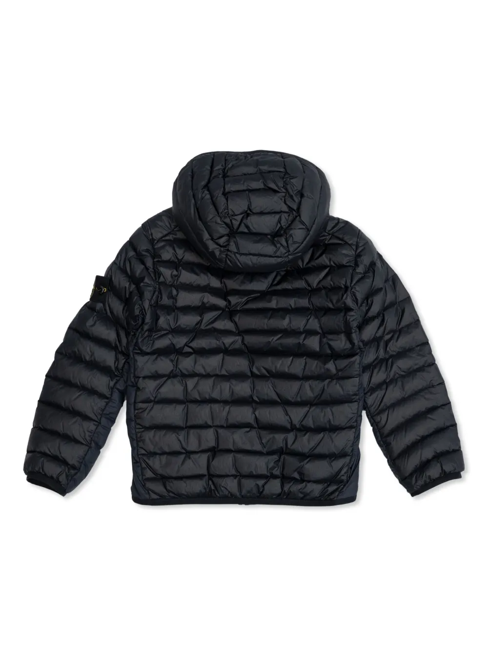 Стеганая куртка с капюшоном и нашивкой-логотипом Stone Island Junior, черный — фото 2