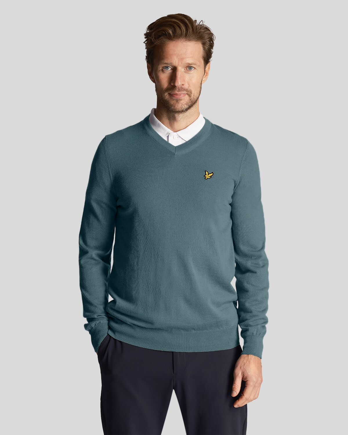 

Свитер для гольфа с v-образным вырезом для женщин Lyle & Scott, синий