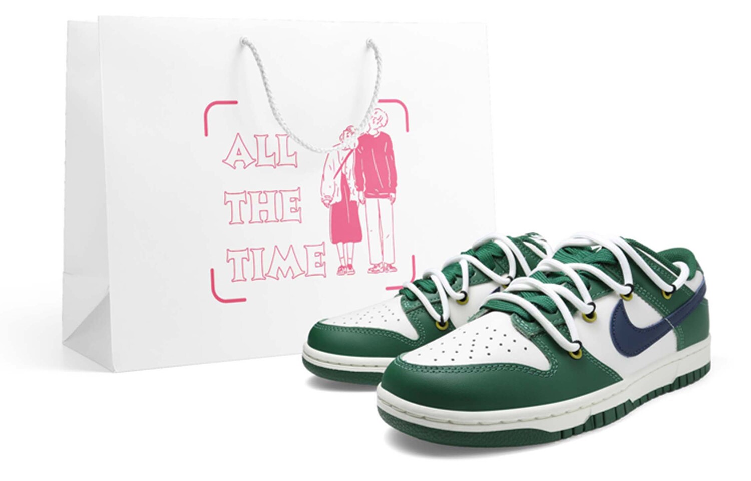

Кроссовки Nike Dunk Skateboard Shoes Women's Low-Top Green White