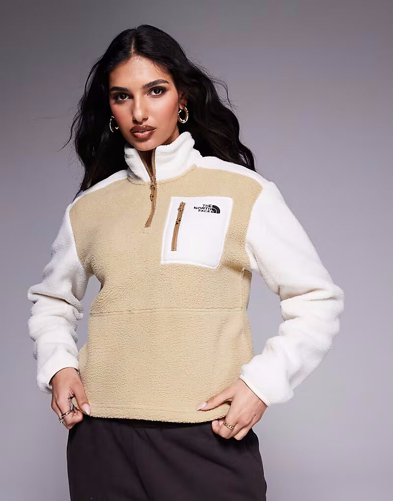 

Флисовая кофта North Face Yumiori с застежкой-молнией 1/4 бежевого цвета