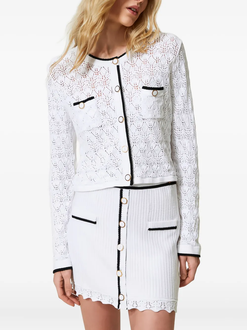 

Юбка мини с декоративными пуговицами Twinset, белый