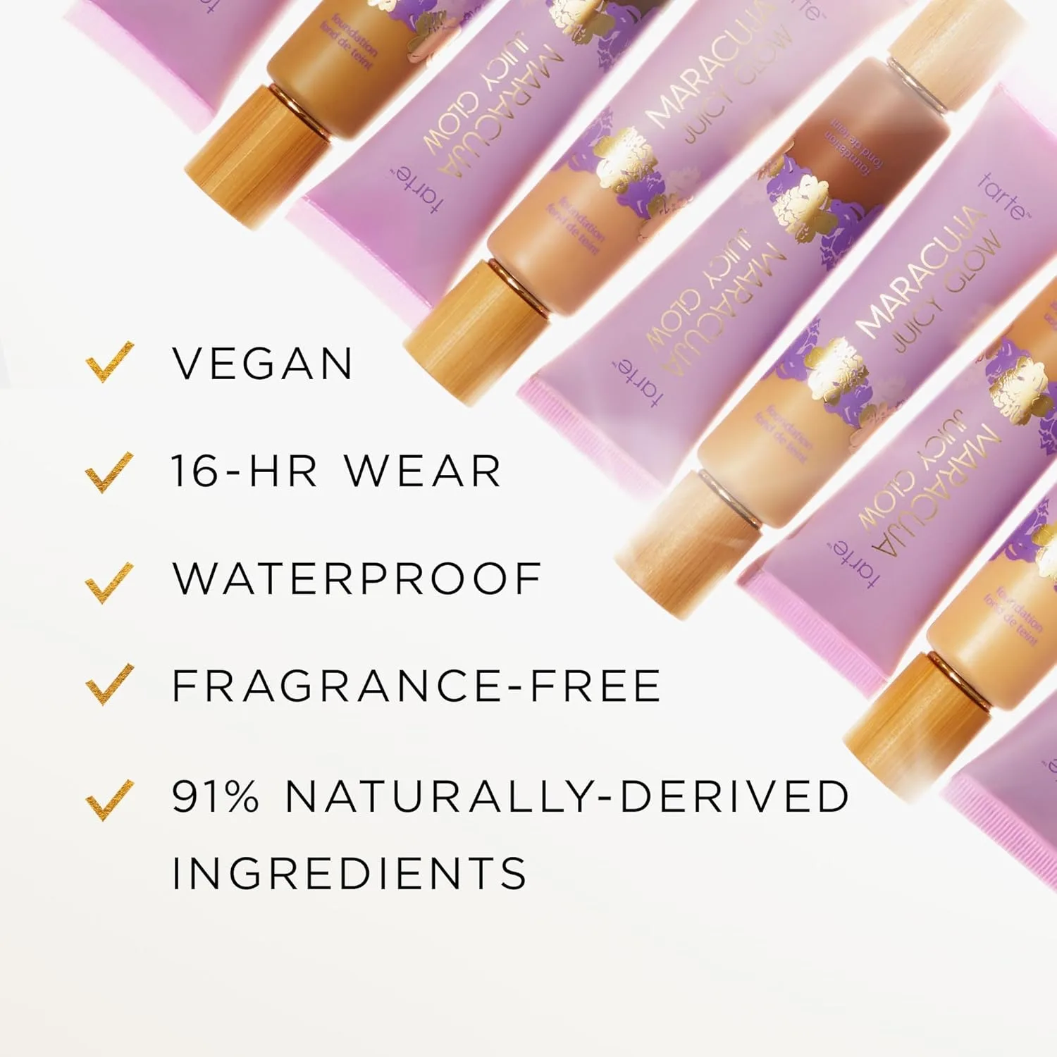 Tarte Maracuja Juicy Glow Tint - легкий тонирующий увлажняющий крем с гиалуроновой кислотой и антиоксидантами для сияющей кожи, среднее наращиваемое покрытие, waterproof, vegan, cruelty free, 16N fair-light neutral — фото 4