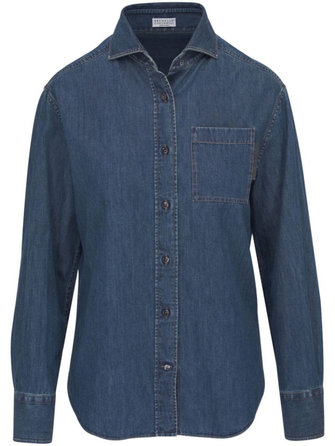 

Brunello Cucinelli джинсовая рубашка с декором Monili, синий