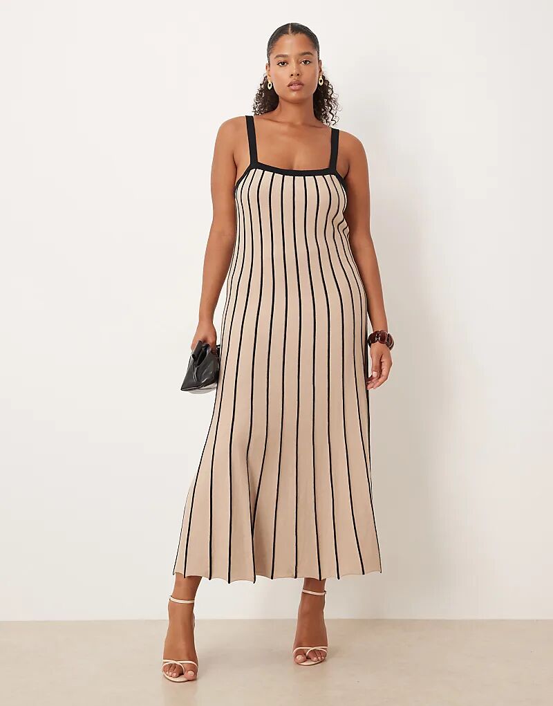 

Платье мидакси Pretty Lavish Curve Alyssia в полоску бежевого цвета