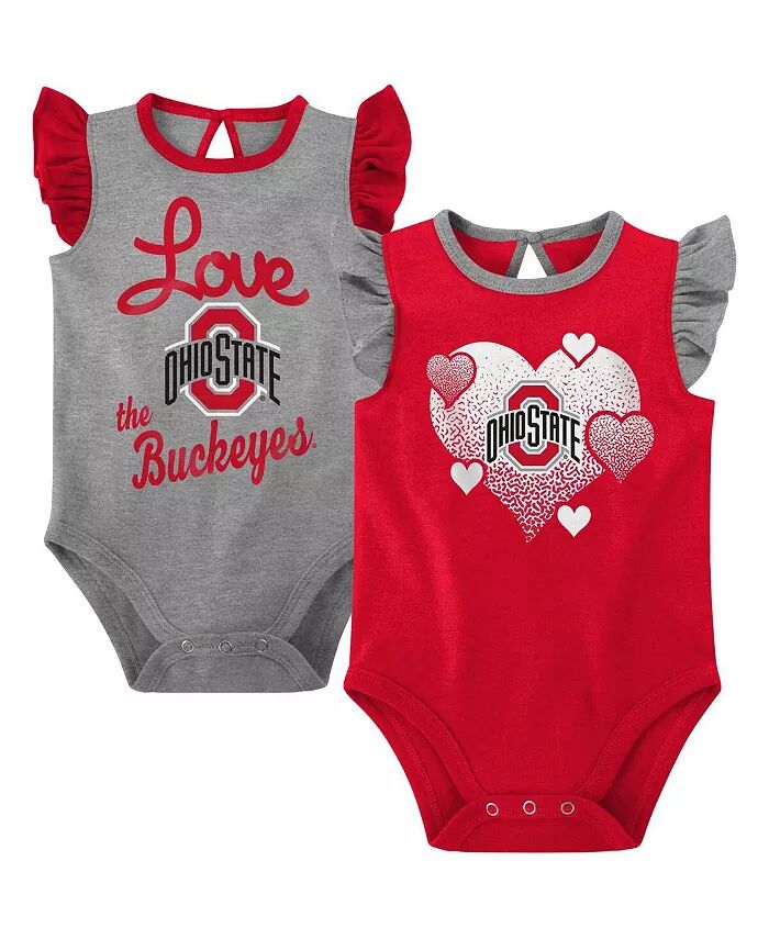 

Комплект из 2 боди для девочек, алый, серый, Ohio State Buckeyes Spread the Love Outerstuff