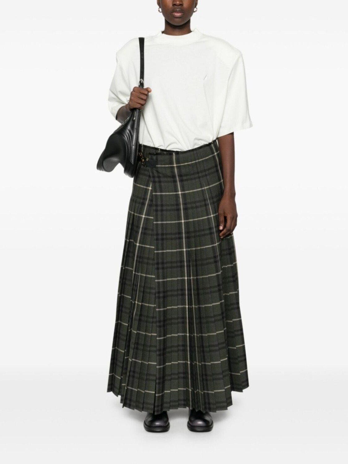Юбка макси Burberry Vintage Check, плиссированная, темно-зеленый — фото 2