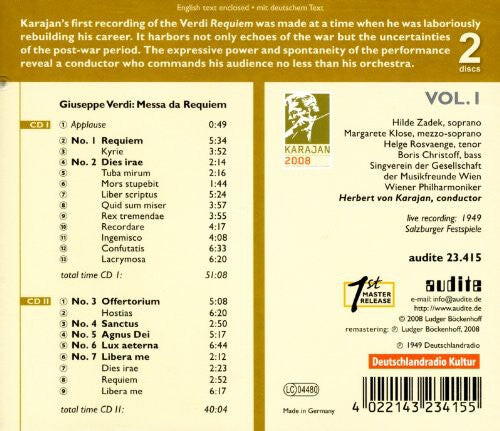

CD диск Verdi / Wiener Philharmoniker / Von Karajan: Requiem