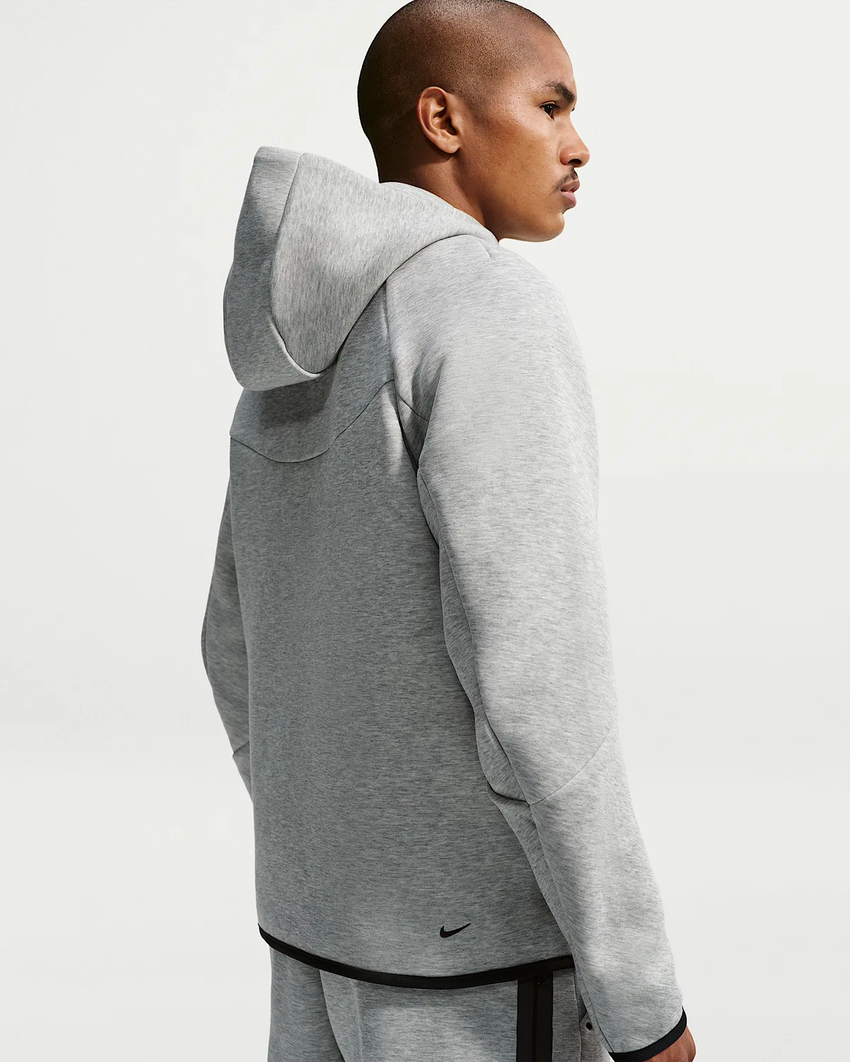 Мужская флисовая ветровка Nike Tech на молнии, Dark Grey Heather/Black — фото 2