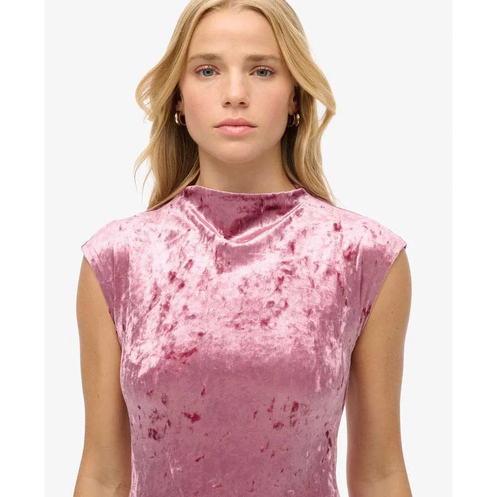 Платье Superdry Velvet Bodycon sleeveless short, розовый — фото 4