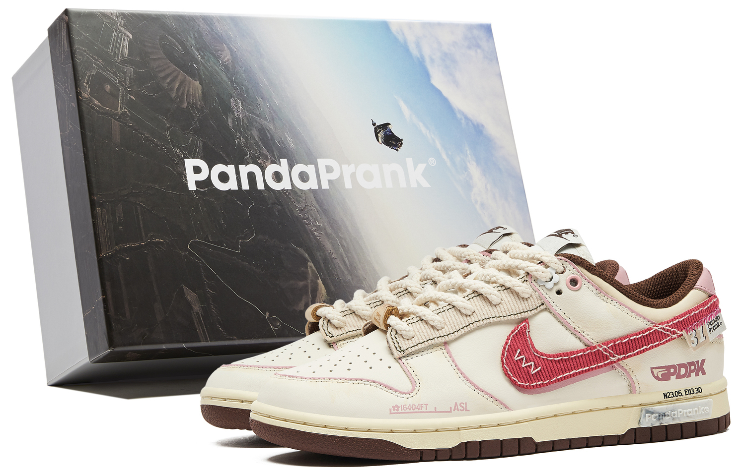 Nike Dunk 'Surfaces In Brown And Sail' Женские противоскользящие износостойкие низкие скейтерские кроссовки Розовый Белый