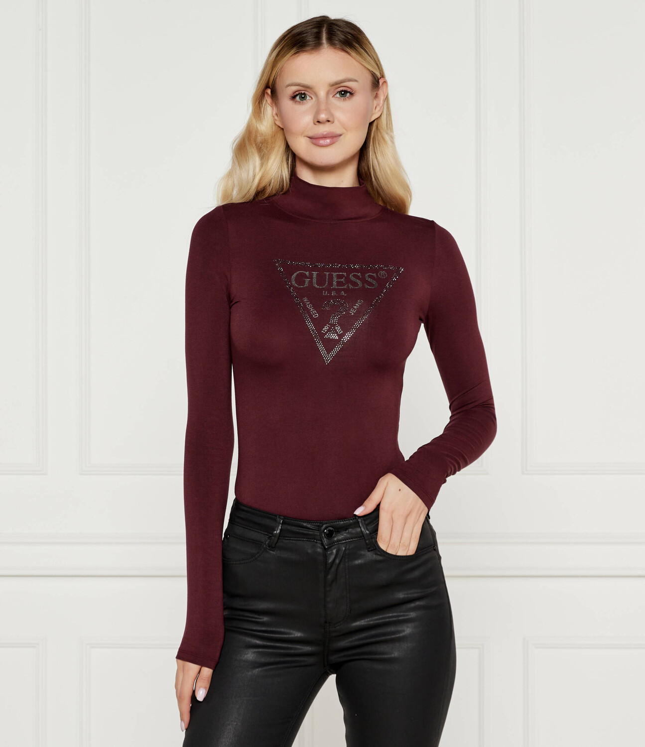 

Боди GUESS Evelyn Slim Fit, бордо