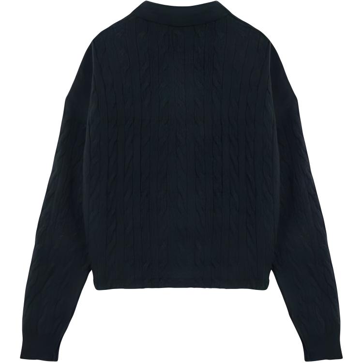 Поло с вышитым пони и кабельной вязкой Ralph Lauren, темно-серый — фото 4